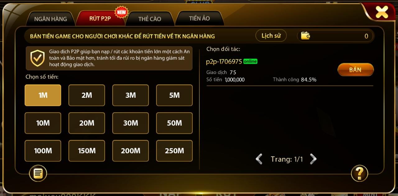 Hướng dẫn rút tiền P2P tại HitClub