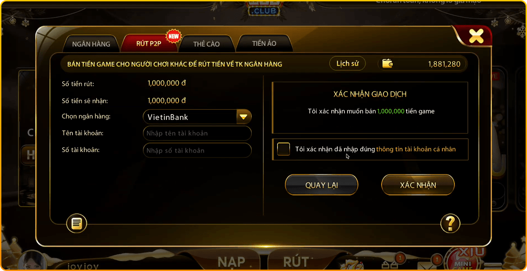 Minh họa tạo giao dịch P2P